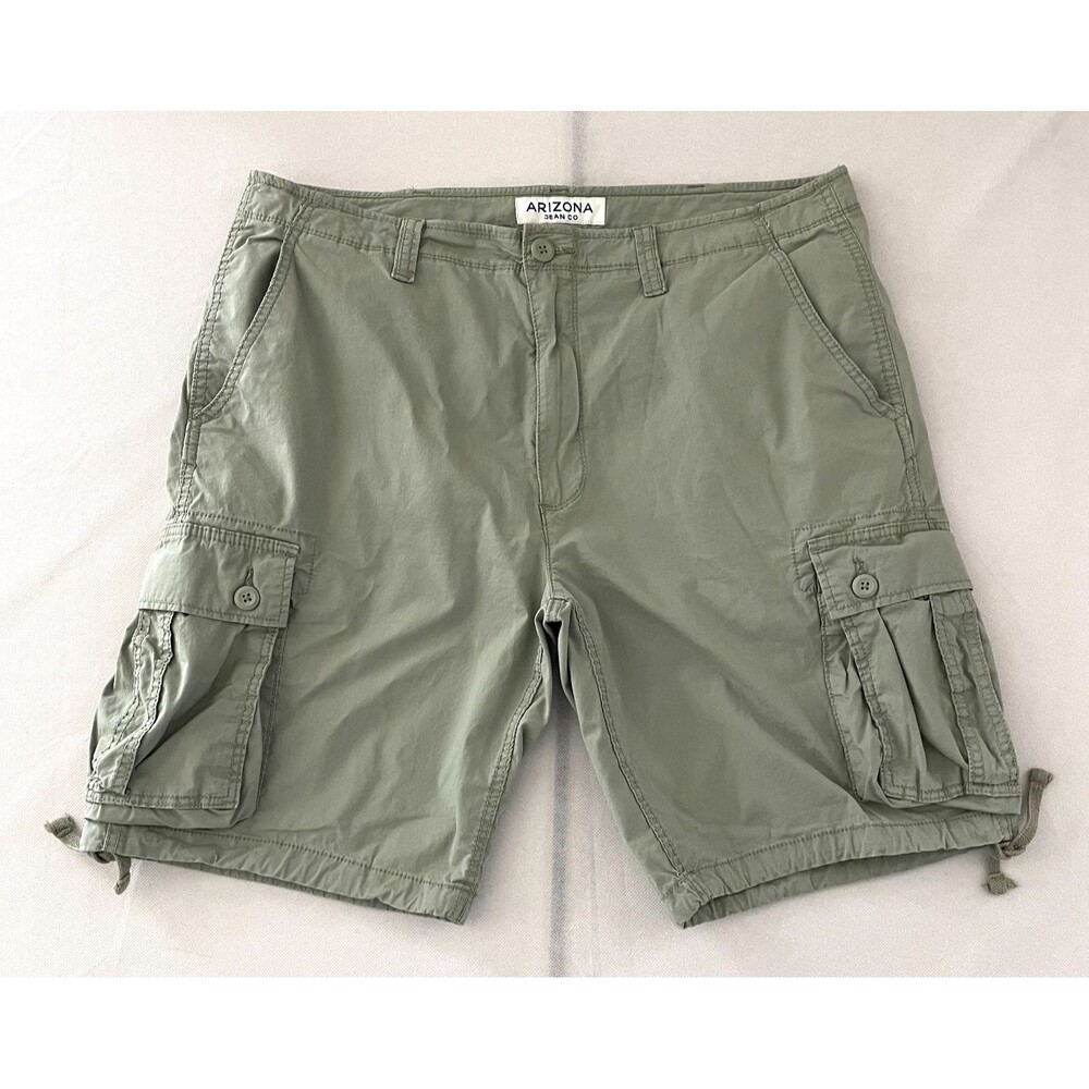 Arizona Jean Mens Cargo Shorts Size 38 Olive Green Flex Classic Fit Cotton Blend